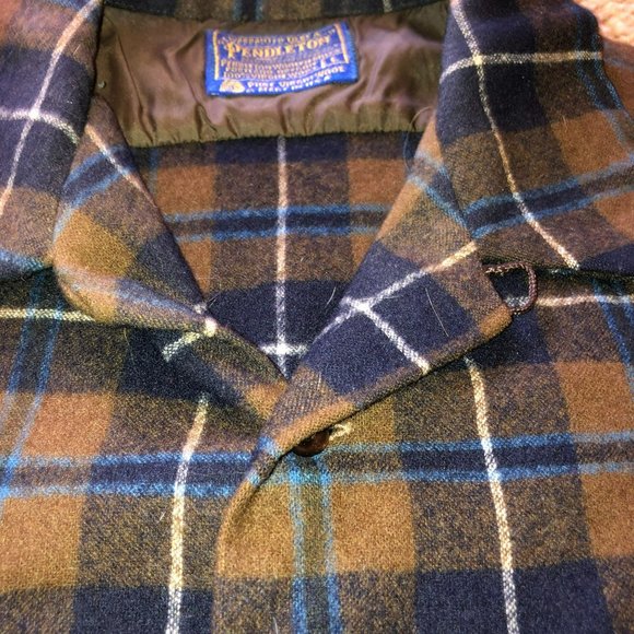 VTG PENDLETON ORIGINAL BOARD SHIRT SZ L LOOP COLLAR WOOL USA BROWN SURF PLAID - Picture 3 of 8